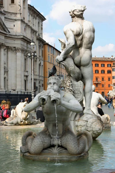 Detail kašny, náměstí Piazza Navona, Řím, Itálie — Stock fotografie