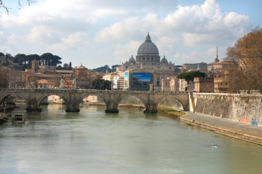 Tiber ve St Peter Bazilikası Vatikan, Roma, İtalya