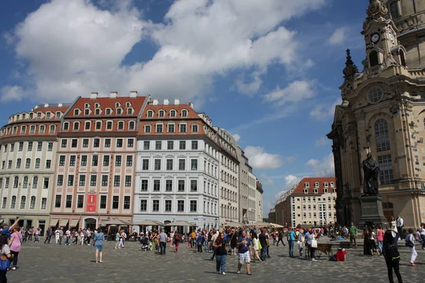 Dresden, Niemcy. Kościół Marii Panny (Frauenkirche). Średniowieczne miasto, historyczne i kulturowe centrum wolnego państwa Saksonii w Europie. — Zdjęcie stockowe