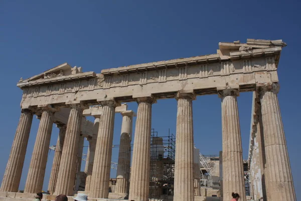 Tempio del Partenone nella collina dell'Acropoli ad Atene, Grecia — Foto Stock