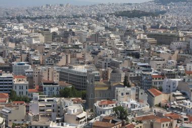 Atina 'nın havadan görünüşü, Yunanistan.