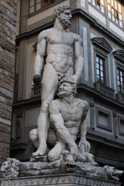 Herkül heykeli ve Caco Baccio Bandinelli'nin, Floransa, İtalya Piazza della Signoria ile ilgili ayrıntılar