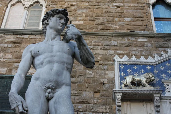 İtalya, Floransa 'daki Piazza della Signoria' da Michelangelo 'nun Davut heykeli.