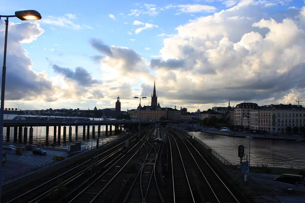 Schilderachtige zomer antenne bekijken van de oude stad In Stockholm, Zweden. — Stockfoto