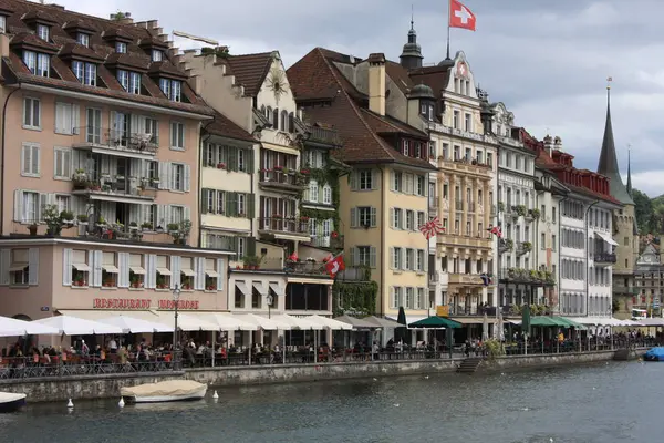 Pusat kota bersejarah Lucerne, Kanton Lucerne, Swiss . — Stok Foto