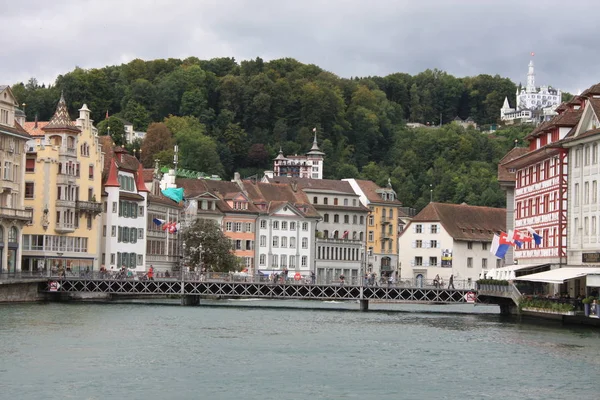 Pusat kota bersejarah Lucerne, Kanton Lucerne, Swiss . — Stok Foto