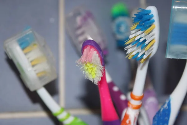 Tooth brushes - close up look. — Stock Photo, Image