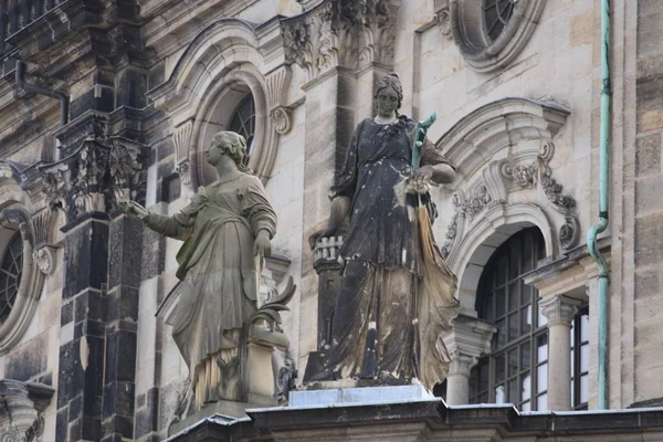 Podrobnosti Katedrála Nejsvětější Trojice Katholische Hofkirche Drážďanech Spolková Země Sasko — Stock fotografie