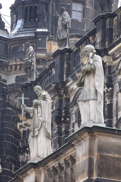 Podrobnosti Katedrála Nejsvětější Trojice Katholische Hofkirche Drážďanech Spolková Země Sasko — Stock fotografie