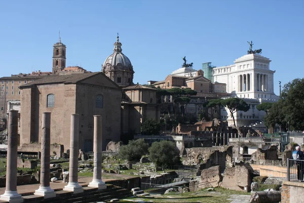 Jednym Najbardziej Znanych Budowli Świecie Forum Romanum Rzym Włochy — Zdjęcie stockowe