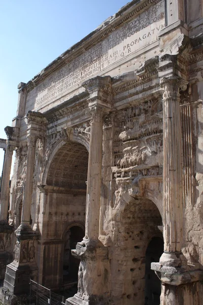 Ayrıntılar Septimius Severus Roma Forumu Roma Talya Arch Taş Kemer — Stok fotoğraf