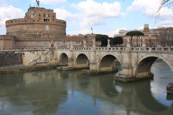 Saint Angel Bron Och Slottet Rom Italien — Stockfoto