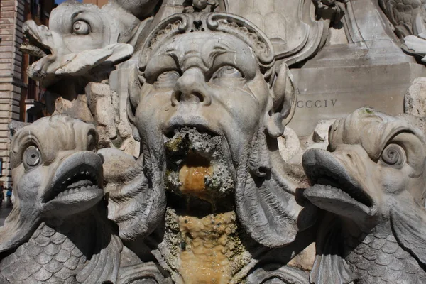 Sculpturale Besonderhede Fontein Het Piazza Del Pantheon Rome Italië — Stockfoto