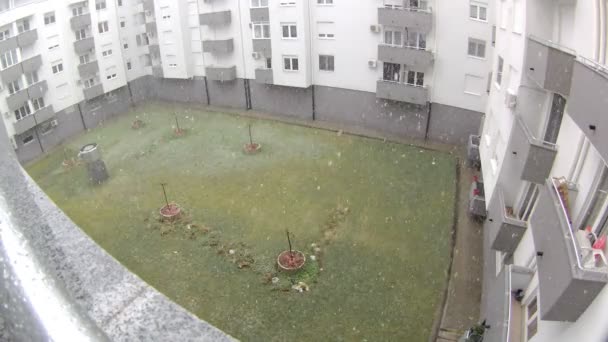 Nieva Ciudad Vídeo Tiempo Real — Vídeo de stock