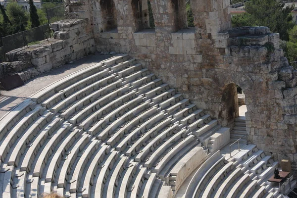 Λεπτομέρειες Του Αρχαίο Ωδείο Ηρώδου Του Αττικού Στην Αθήνα Στο — Φωτογραφία Αρχείου