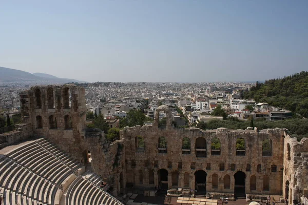 Λεπτομέρειες Του Αρχαίο Ωδείο Ηρώδου Του Αττικού Στην Αθήνα Στην — Φωτογραφία Αρχείου