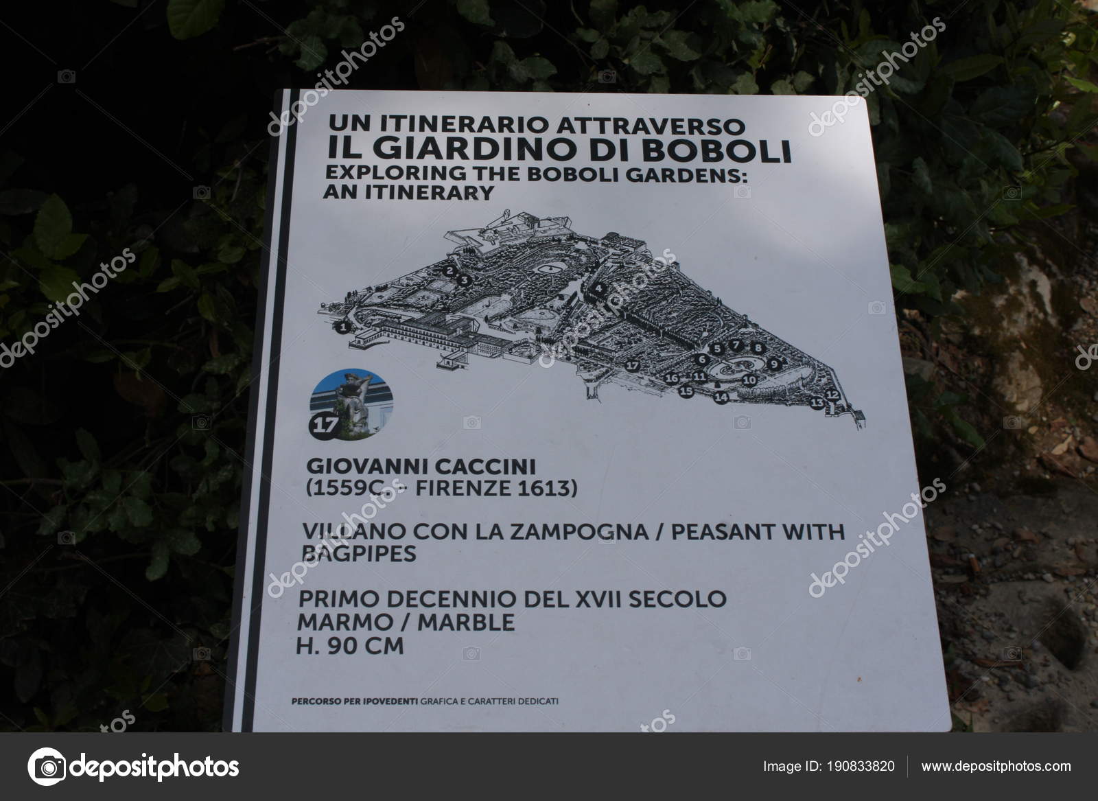 Florence Italy May 2017 Map Boboli Gardens Florence Italy Stock