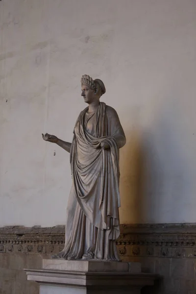 Antigua Escultura Romana Una Virgen Vestal Loggia Dei Lanzi Florencia — Foto de Stock