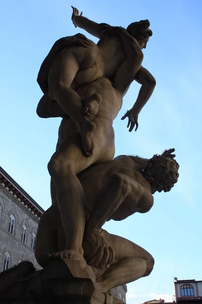 Estátua Estupro Das Mulheres Sabinas Giambologna Piazza Della Signoria Florença — Fotografia de Stock