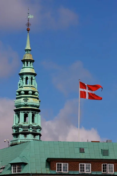 Denmark flag in Copenhagen city center — Stock Photo, Image