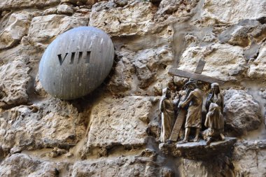 The Via Dolorosa - processional route in the Old City of Jerusalem, believed to be the path that Jesus walked on the way to his crucifixion -The 8th station. clipart