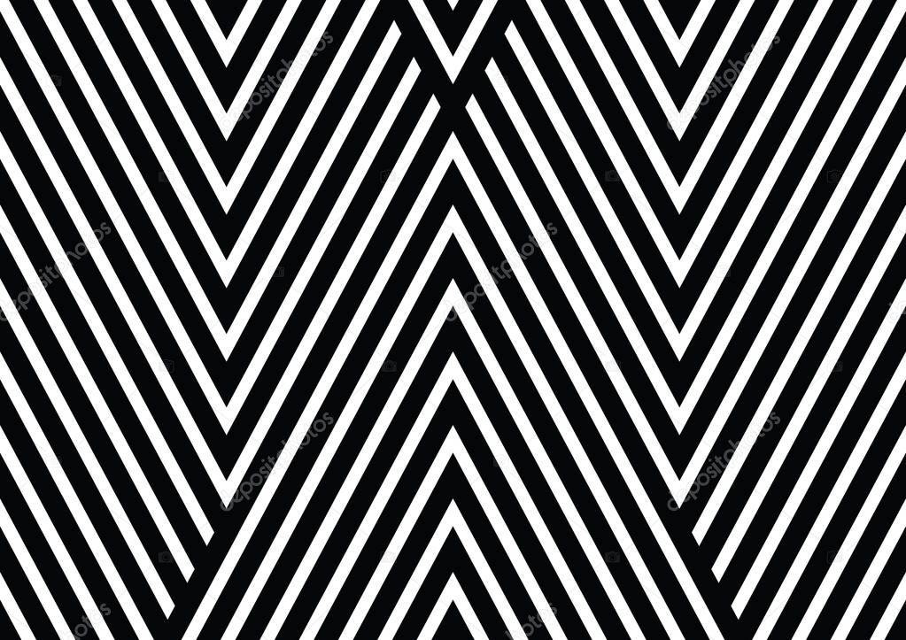 black and white diagonal lines with stipes triangular shapes background, vector texture