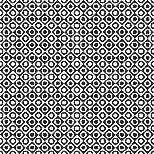 Black and white tile chessboard pattern with circles, vector squares background — Stock Vector