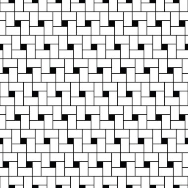 Kareler mozaik vektör. Siyah arka plan üzerine beyaz çekleri sıra tekrarladı. Çokgenler ile yüzey desen tasarım. Mozaik motif. Kılavuz duvar kağıdı.