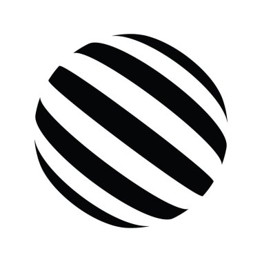 Siyah ve beyaz vektör küre logo tasarımını satırlar.