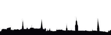 Riga eski şehir panorama siluet vektör çizim,