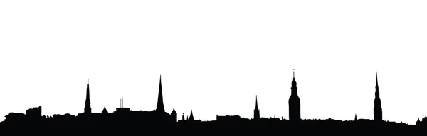 Riga Altstadtpanorama Silhouette Vektor Illustration — Stockvektor