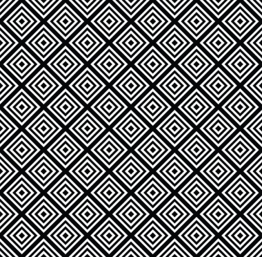 Soyut siyah beyaz rhombus kareler desen. Vektör sorunsuz arka plan