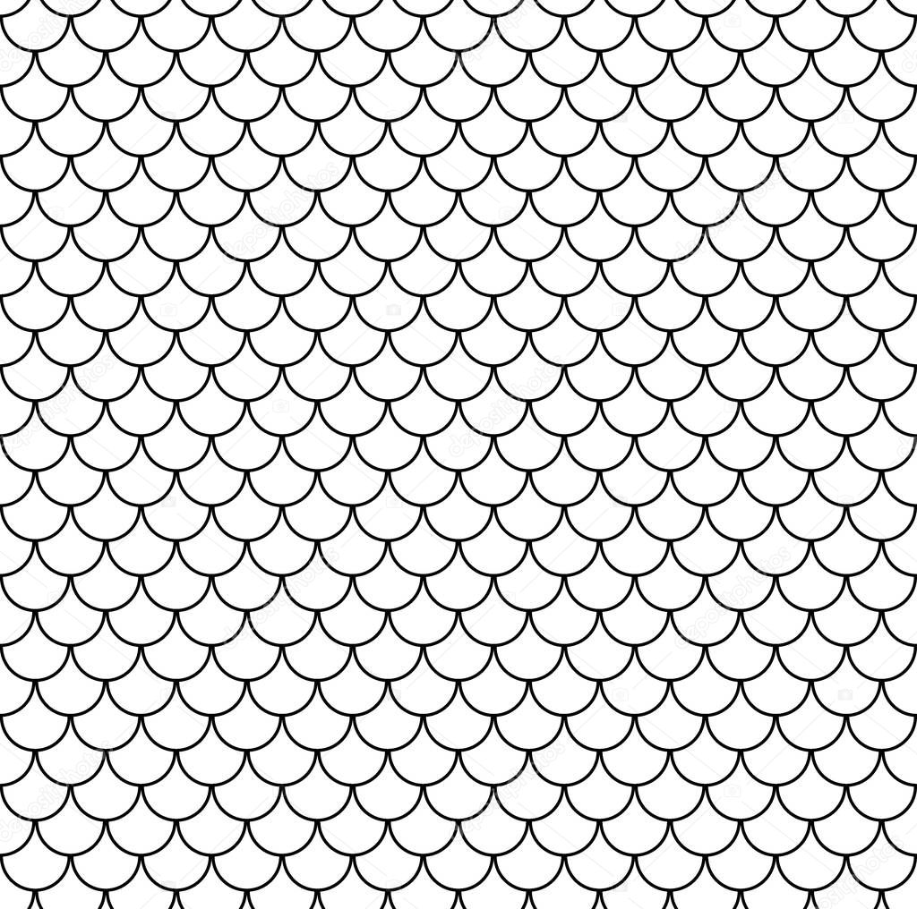 Geometric fish scales chinese seamless pattern. Wavy roof tile background for design. Modern repeating stylish texture. Flat pattern. Vector