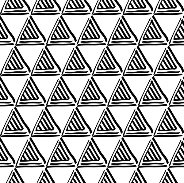 Χωρίς ραφή πρότυπο με το χέρι που μοτίβου σχήματος τριγώνου. Αφηρημένο επαναλαμβανόμενες ζωγραφισμένα στο φόντο. — Διανυσματικό Αρχείο