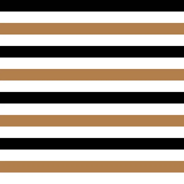 Abstraktní bezproblémový horizontální pruhovaný vzor s zlaté, černé a bílé pruhy. Vektorové ilustrace. — Stockový vektor