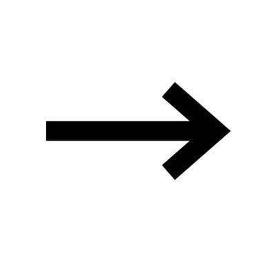 Sağ Ok vektör simgesi. Siyah Ok sembolü.