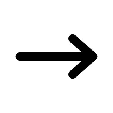 Sağ Ok vektör simgesi. Siyah Ok sembolü.