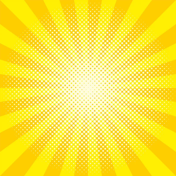 Redondo amarelo sunburst vetor textura com meio-tom — Vetor de Stock