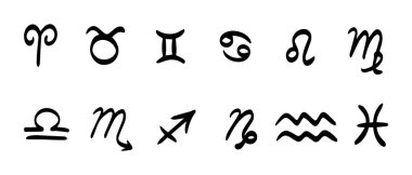 Zodiac işaretleri. Zodiac vektör koleksiyonu seti