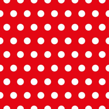 Kırmızı arkaplanda beyaz polka nokta deseni