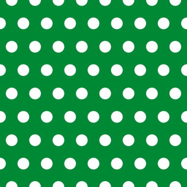Yeşil arkaplanda beyaz polka nokta deseni