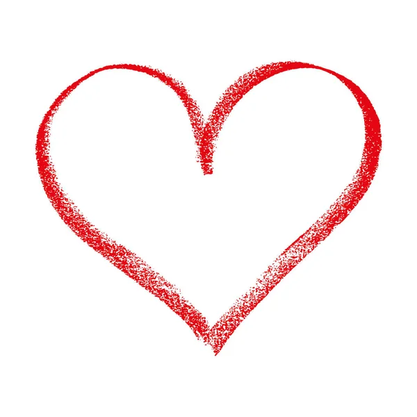 Red vector heart frame icon brush chalk strokes — 스톡 벡터
