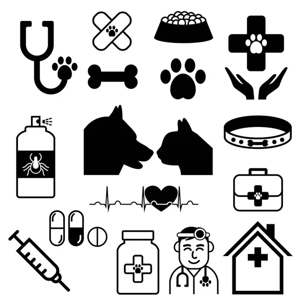 獣医ベクトルセットや医師、犬、猫とのコレクション — ストックベクタ
