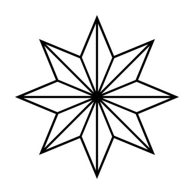Sekiz köşeli yıldız basit ince çizgi simgesi. Noel ağacı çizimi beyaza izole edilmiş. Xmas dekorasyon tasarımı.
