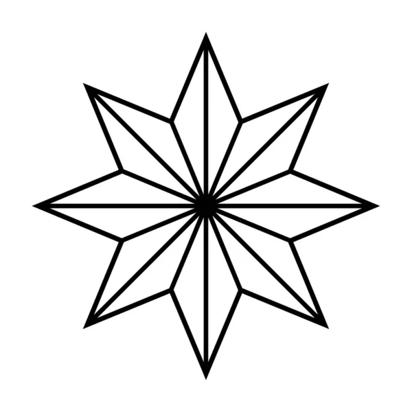 Icono Línea Delgada Simple Estrella Ocho Puntas Árbol Navidad Ilustración — Archivo Imágenes Vectoriales