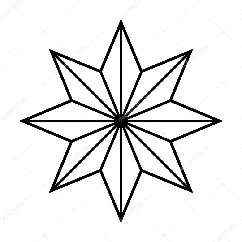 Eight pointed star simple thin line icon. Christmas tree star vector illustration isolated on white. Xmas decoration outline style design.