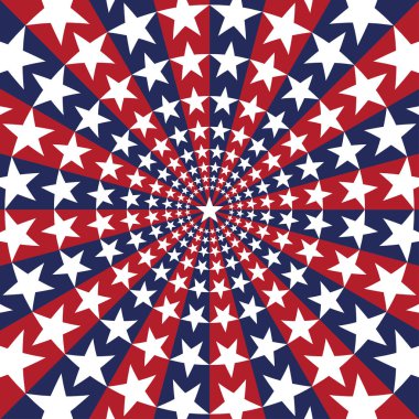 Yıldız ve çizgili Amerikan bayrağı arka planı 4 Temmuz bağımsızlık gününü sembolize ediyor. Vektör ve illüstrasyon