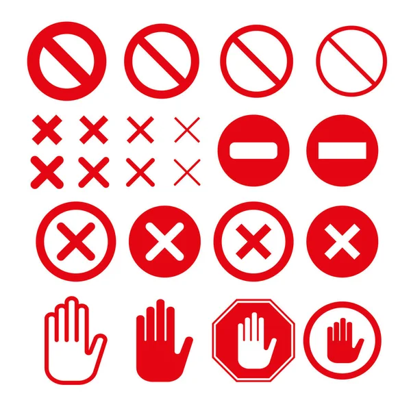 Interdiction Panneau Stop Avec Différentes Largeurs Course Aucun Signe Isolé — Image vectorielle