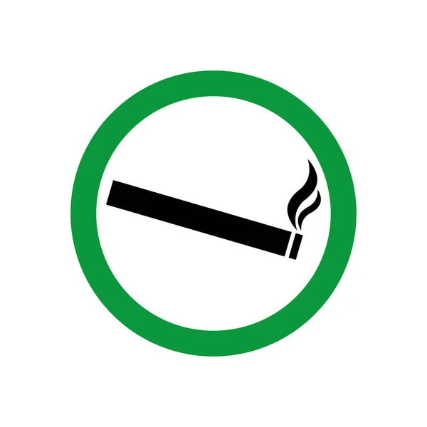 緑の丸で喫煙エリアベクトルと煙のアイコン — ストックベクタ