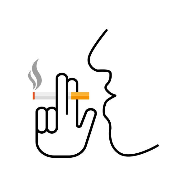 Cigarro com ícone de mão. Área de fumo vetor sinal — Vetor de Stock